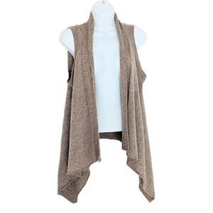 Gap wool blend cascade knit open front lagenlook vest neutral tone Small C1